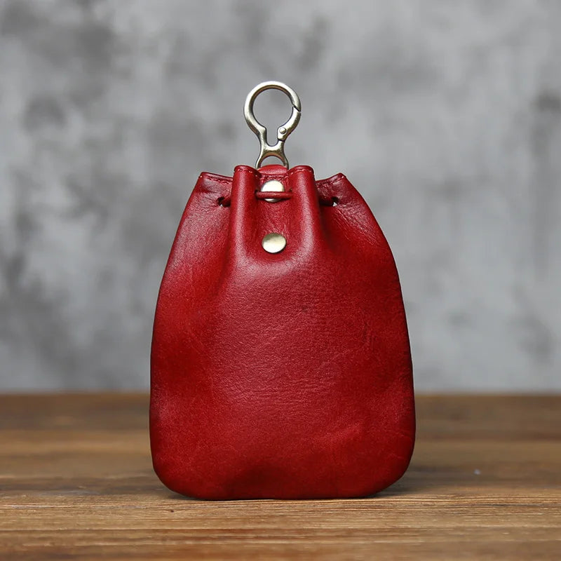 Genuine Leather Key Bag  First-layer Cowhide Coin Purse Simple Waist Bag Creative Lucky Bag Card Bag