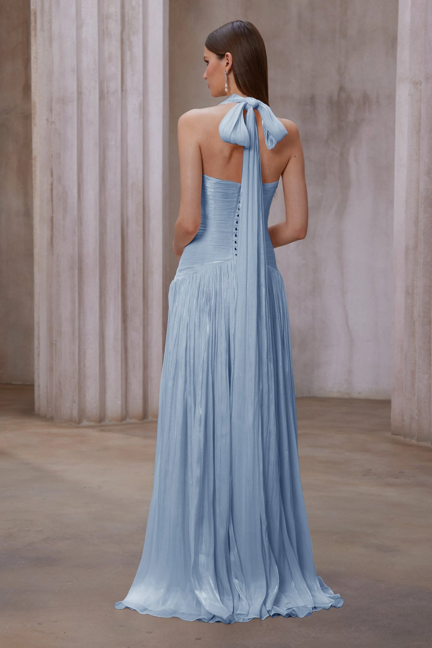 Sexy Blue Silk Satin Long Evening Dresses V-Neck Sleeveless Prom Dresses Saudi Araric Formal Occasion Prom Gowns Customize