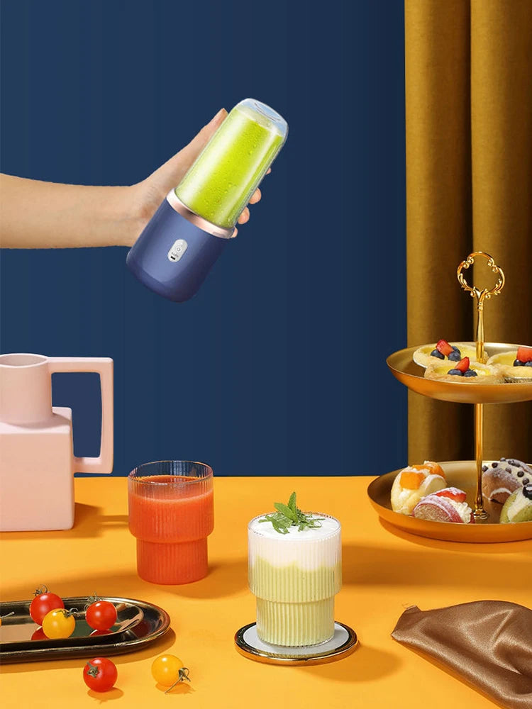 Portable Juicer Cup Smoothie Blender 6 Blade Blender Bottle Household Fruit Juicer Cup USB Rechargeable Juicer Kitchen Tool
