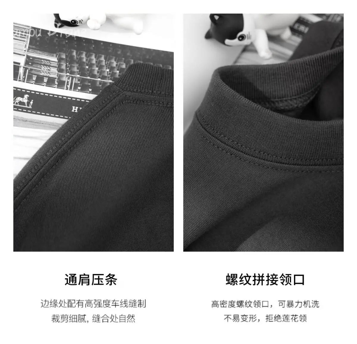American 450g Heavy Cotton Short-sleeved T-shirt Men's and Women's Solid Color Loose Round Neck Top Bottoming Shirt Half-sleeved