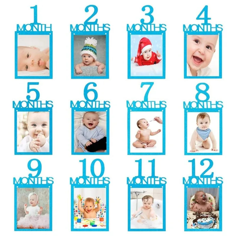1st Birthday Baby Photo Banner Photo Frame Birthday Party Decoration Props Boys Girls 1st Birthday Party Decoration Photos