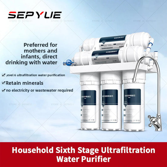 Household Sixth Stage Ultrafiltration Water Purifier with 0.01 Μ M Mineral Water Fifth Stage Non Plug in Kitchen Water Filter