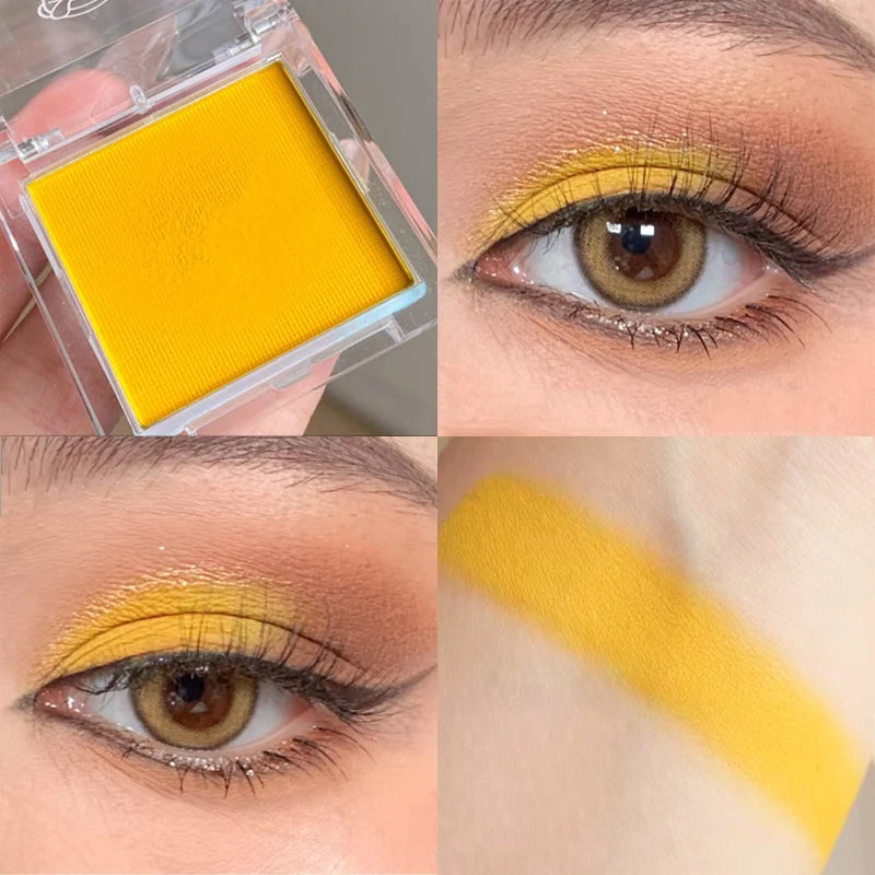 Matte Green Yellow Monochrome Eyeshadow Palette Natural Color Rendering Powder For Delicate Eye Contouring Brightens Makeup