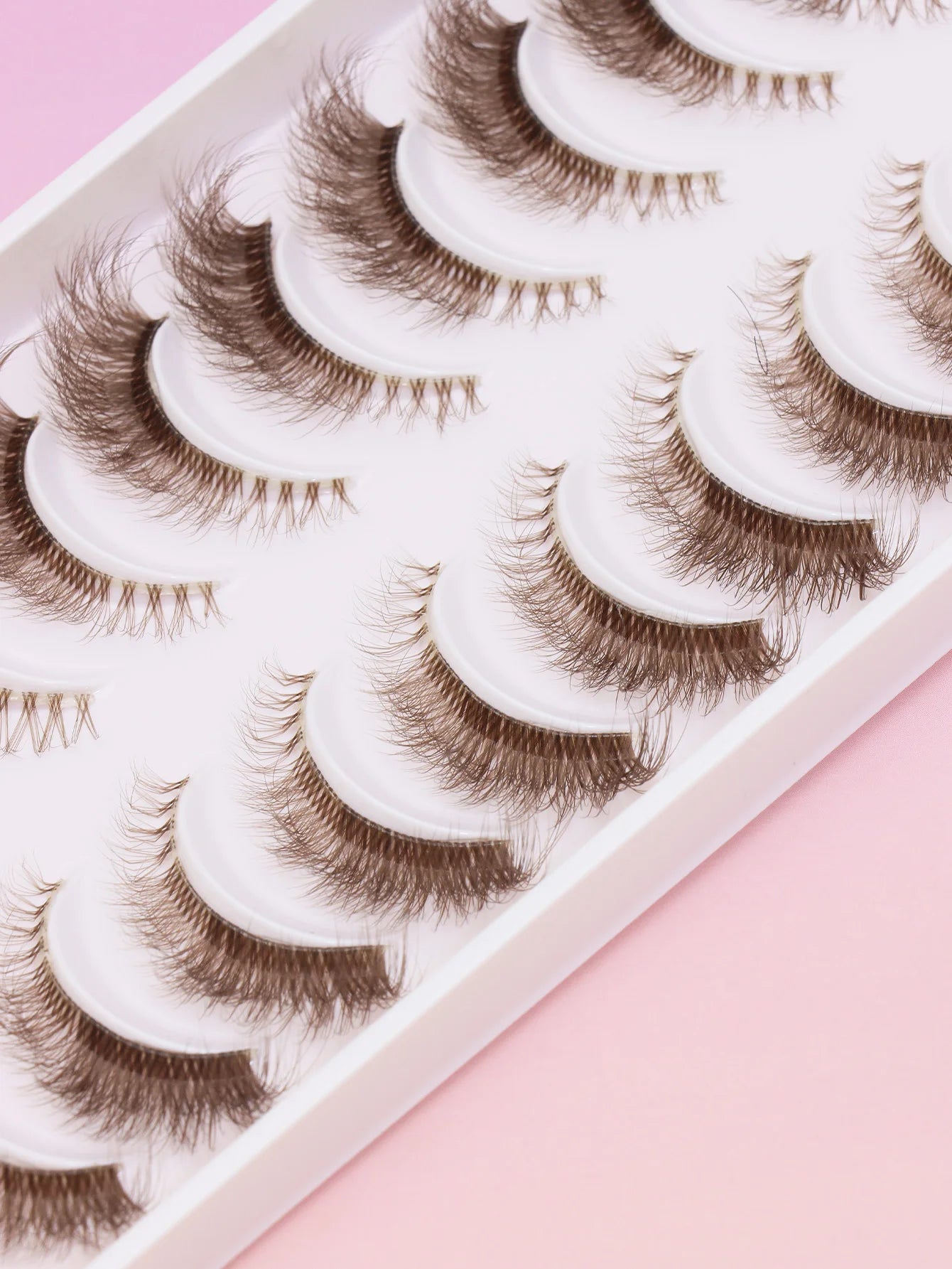 5/7/10 Pairs brown DIY Lashes Natural Clear Eyelash Volume Natural Eyelashes Soft Cross Cat Lashes Extended Outer Corner Eyelash