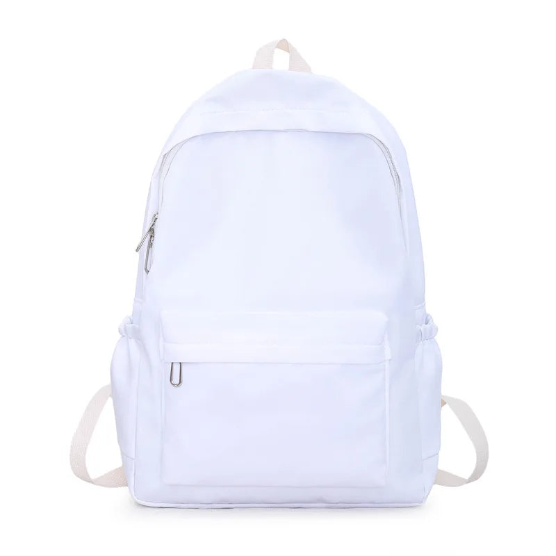 New Women Schoolbag Waterproof Large Capacity School Backpack Smooth Zipper Solid Teens Girl Casual Daypack Bag Student Supply