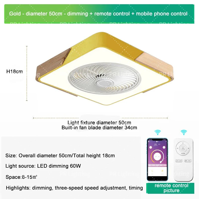 LED Fan Light Ceiling Lamp Household Modern Simple Bedroom Restaurant Invisible Ceiling Fan Light Living Dining Table Room Decor
