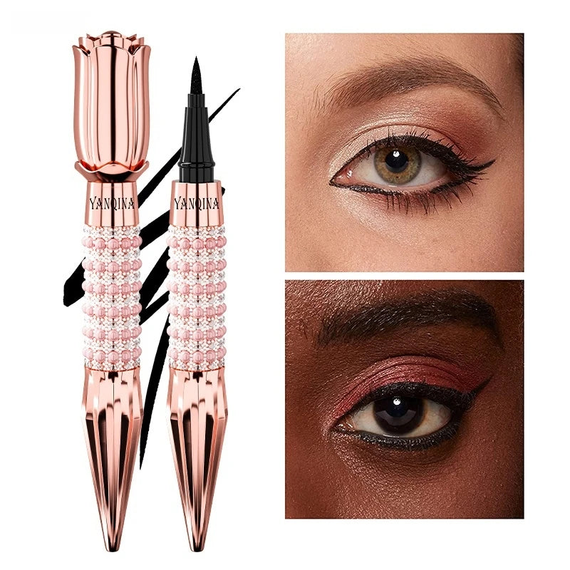 Yanqina Precision Liquid Eyeliner - Long-Lasting, Waterproof, Transfer-Proof, Quick-Drying Black Eyeliner with a Shiny Design