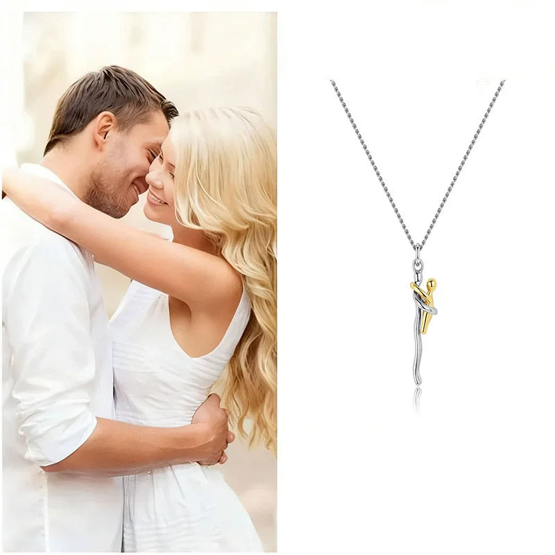 New Creative Couple Embrace Necklace Women's Fashion Collarbone Chain Passionate Couple Necklace Decoration Gift