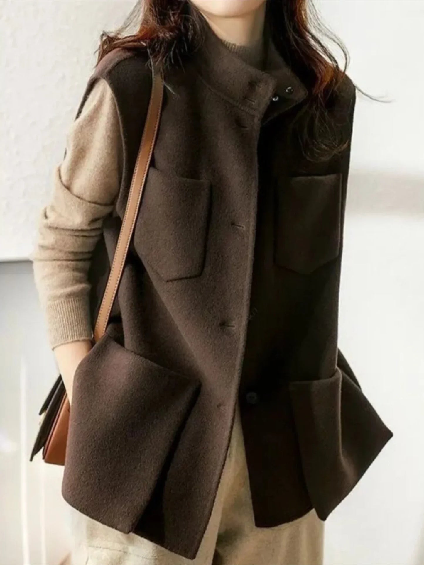 Warm Loose Wool Vest for Women Lightweight Padded Winter Clothing Elegant Waistcoat Woman Working Youthful Coats on Sale Autumn