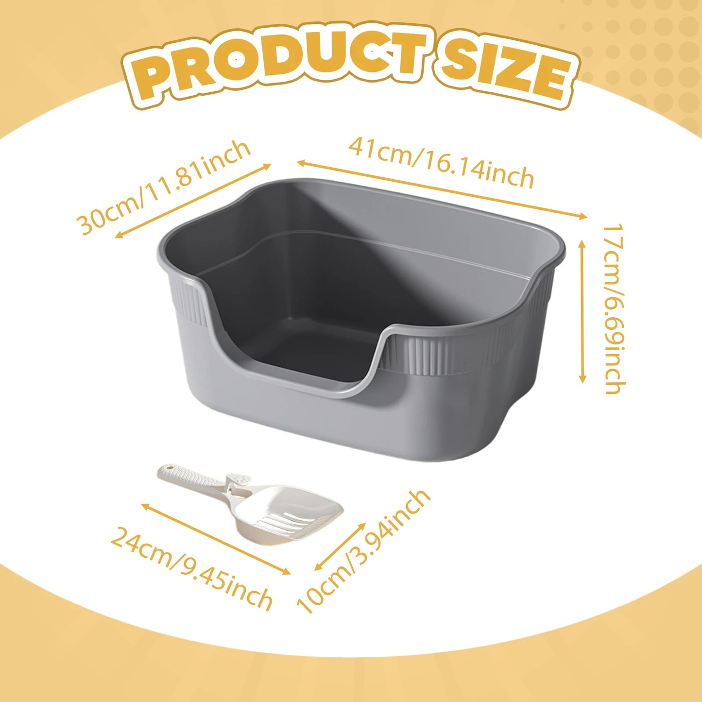 Semi Enclosed Cat Litter Box Anti Splashing Cat Toilet Sand Box with Litter Shovel Pet Bedpan Tray Pet Cleaning Supplies