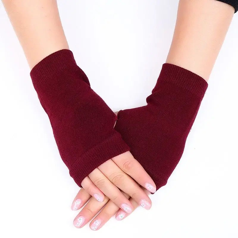 Mittens 2022 Winter Knitted Arm Fingerless Warm Gloves Solid Color Fingerless Soft Gloves for Women Girl Keep Hands Warm