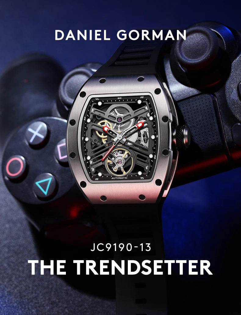 Automatic mechanical watch outdoors simple luxury watches waterproof wholesale skeleton leather mens watch gift