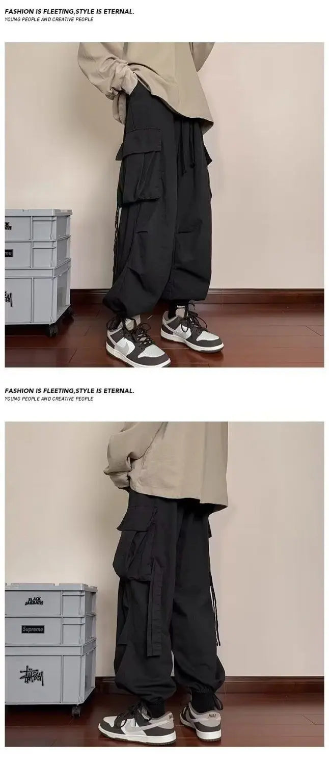 Spring and Autumn High Street Work Men's Thin Straight Wide Legs Fashion Trendy Sports Pants