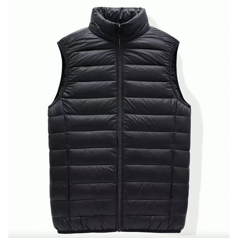 Autumn Men's Casual Vest Lightweight Sleeveless Jacket Full Zipper Outerwear Vest Outdoor Cotton Vest with Pockets