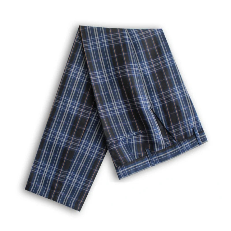 Men's Plaid Dress Pants, Slim Fit, Front Suit Pant, Chino Pants, Business Trousers, Work, School Uniform, Checkered Pant