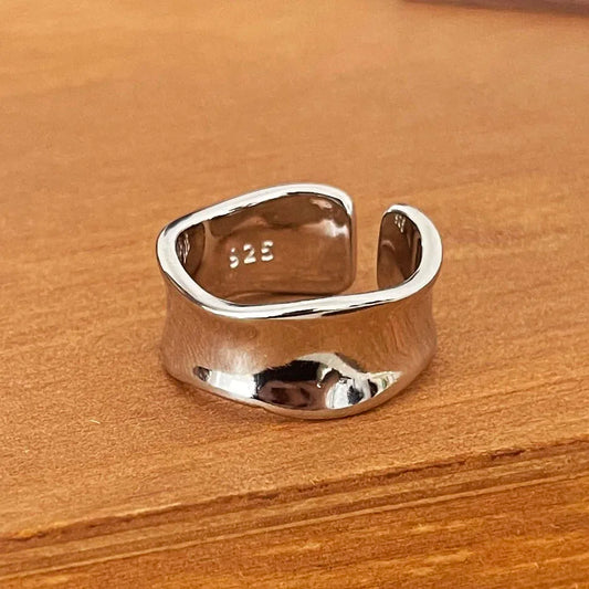 925 Sterling Silver Rings For Women Men Fine Jewelry Finger Adjustable Open Shinning Smooth For Party Birthday Gift