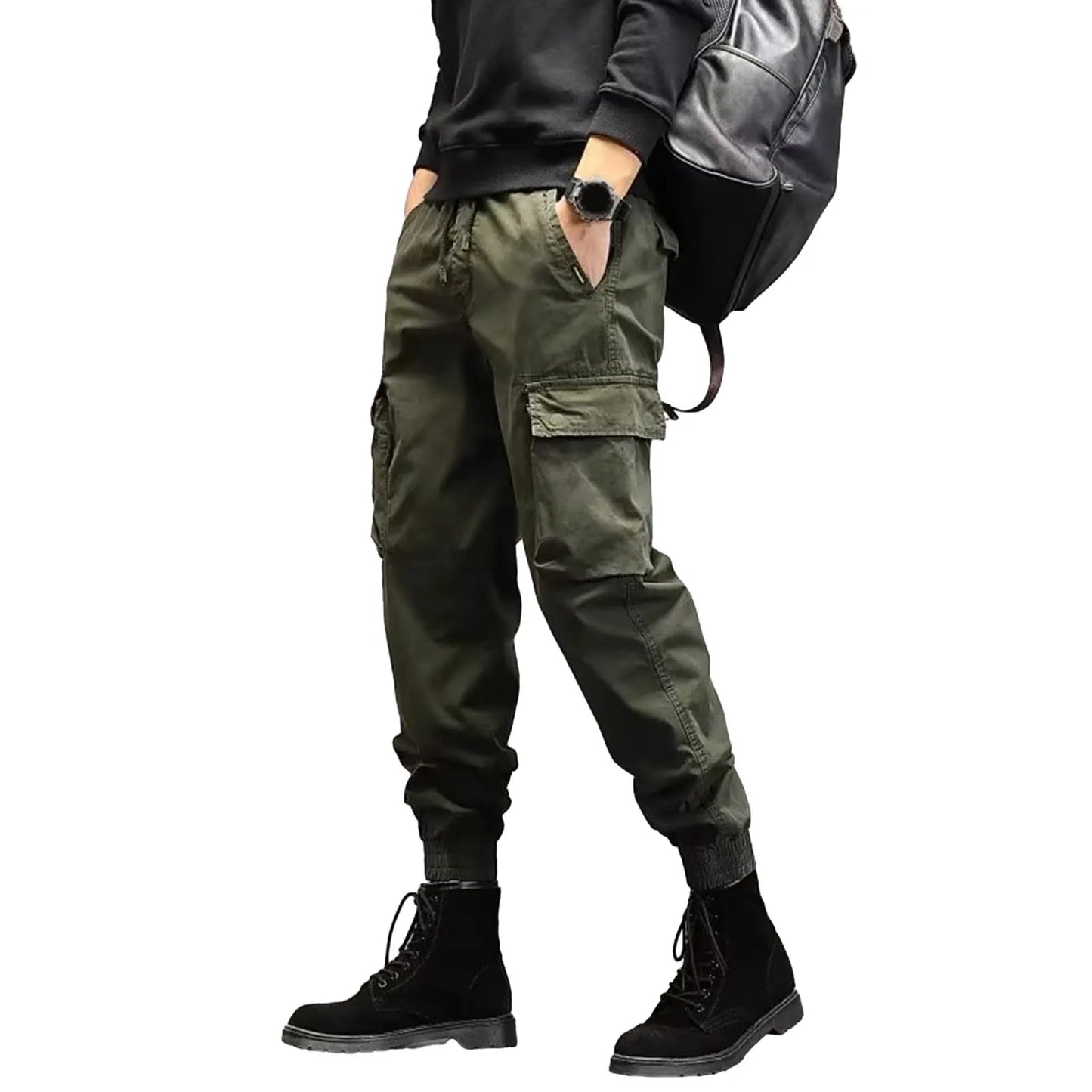 Cargo Pants for Mens Elastic Casual Trousers Zipper Multi Pocket Joggers Male Trousers Work Pants Jogging Pants