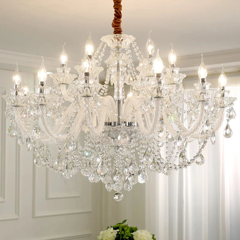 Luxury Living Room Decorate LED Ceiling Pendant Lights Indoor Hanging Lights Fixture Home Crystal Chandeliers Villa Lighting