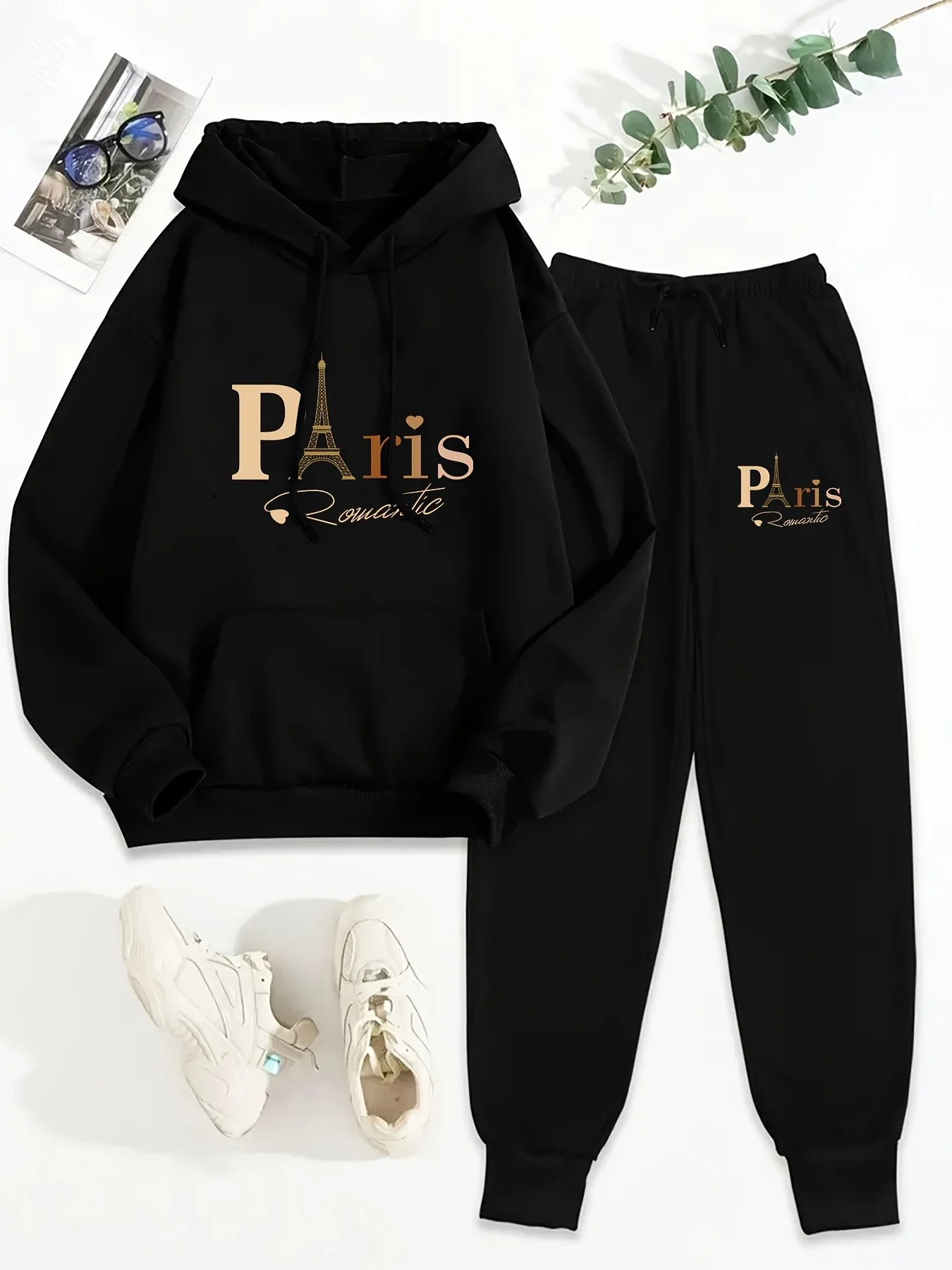 women Hoodies+sweatpant set Hip Hop Street Casual Printed Hoodie Oversize Loose New Sweatshirts Autumn Warm Fleece Clothing