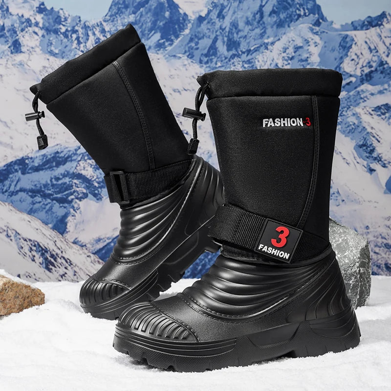 Men's New Snow Boots for Autumn and Winter, Fleece-Lined and Thickened, Cold-Proof, Outdoor Warm, Waterproof, Anti-Skiing, Hiking