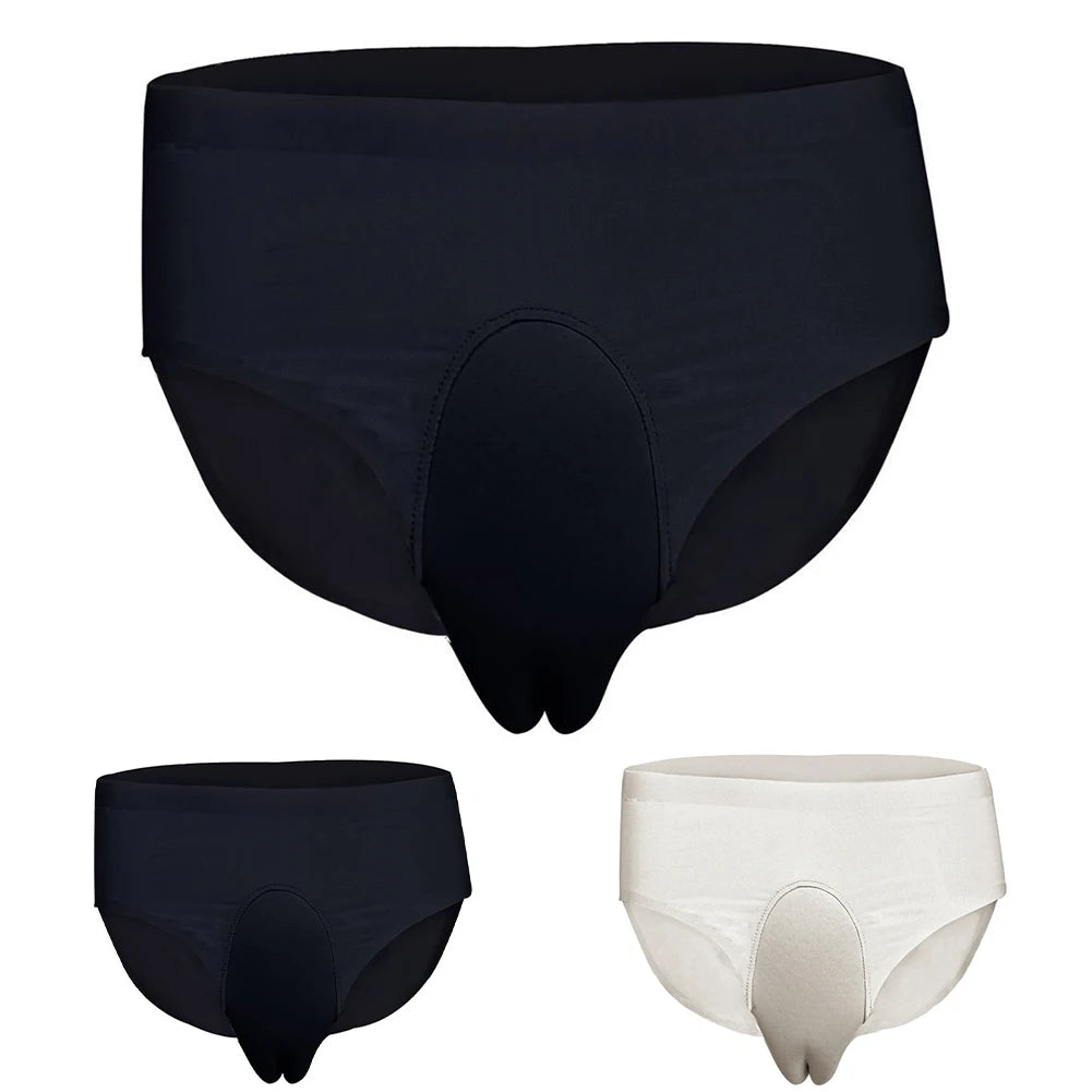 Lingerie Shirts Underwear, Panty Men Underwear Breathable Mens Camel Toe Panties Ice Silk Soft Gaff Hiding Briefs