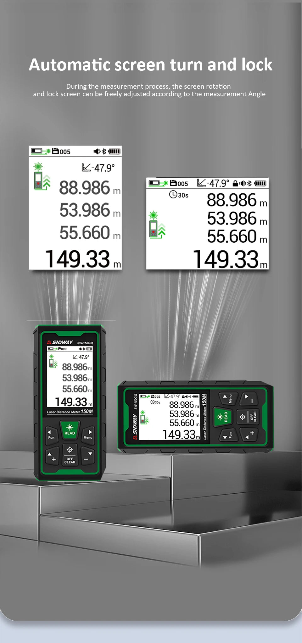 Laser Rangefinder Green Laser Distance Meter 80M/120M/150M Digital Rangefinder Tape Measure Electronic Level Ruler Roulette Tool