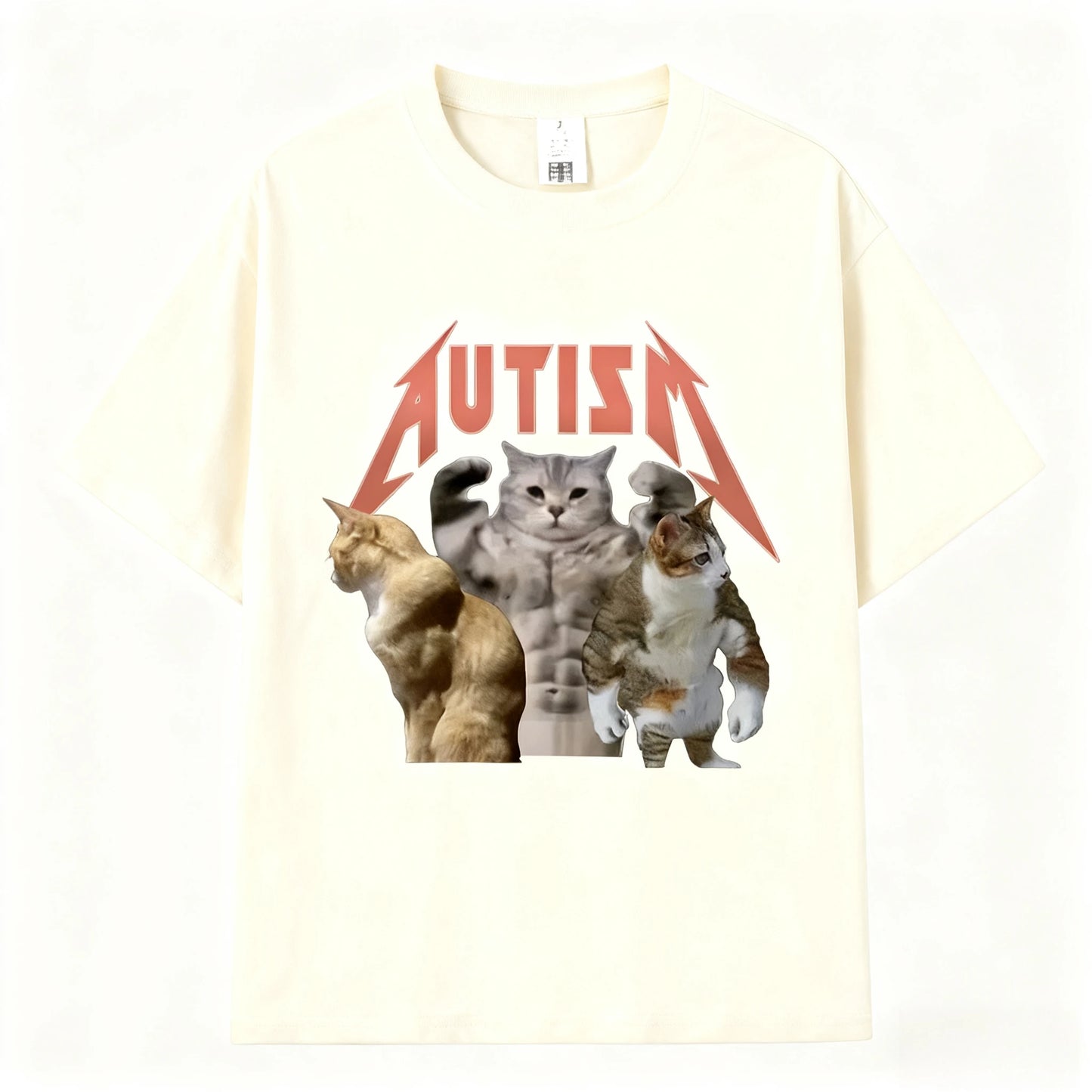 Autism Fitness Cat Funny T-shirt Unisex Muscle Cat Cool Humour Leisure Breathable Short Sleeve T Shirts Print O-collar Tees