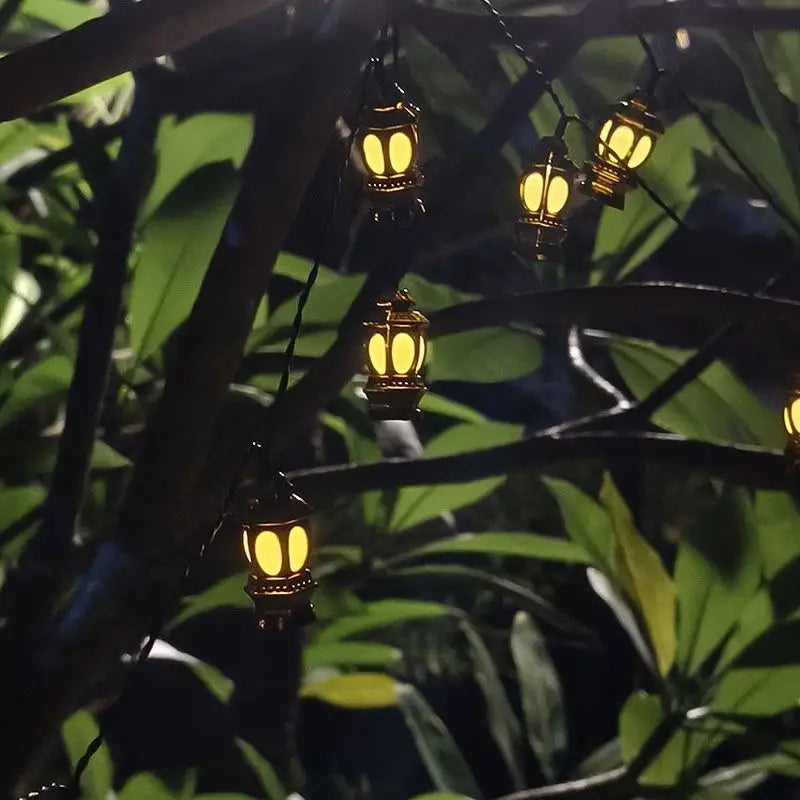 Solar Powered Lantern String Light 20 LEDS Eid Ramadan Decorative Lamp Outdoor/Indoor Waterproof for Islamic Home Garden Decor