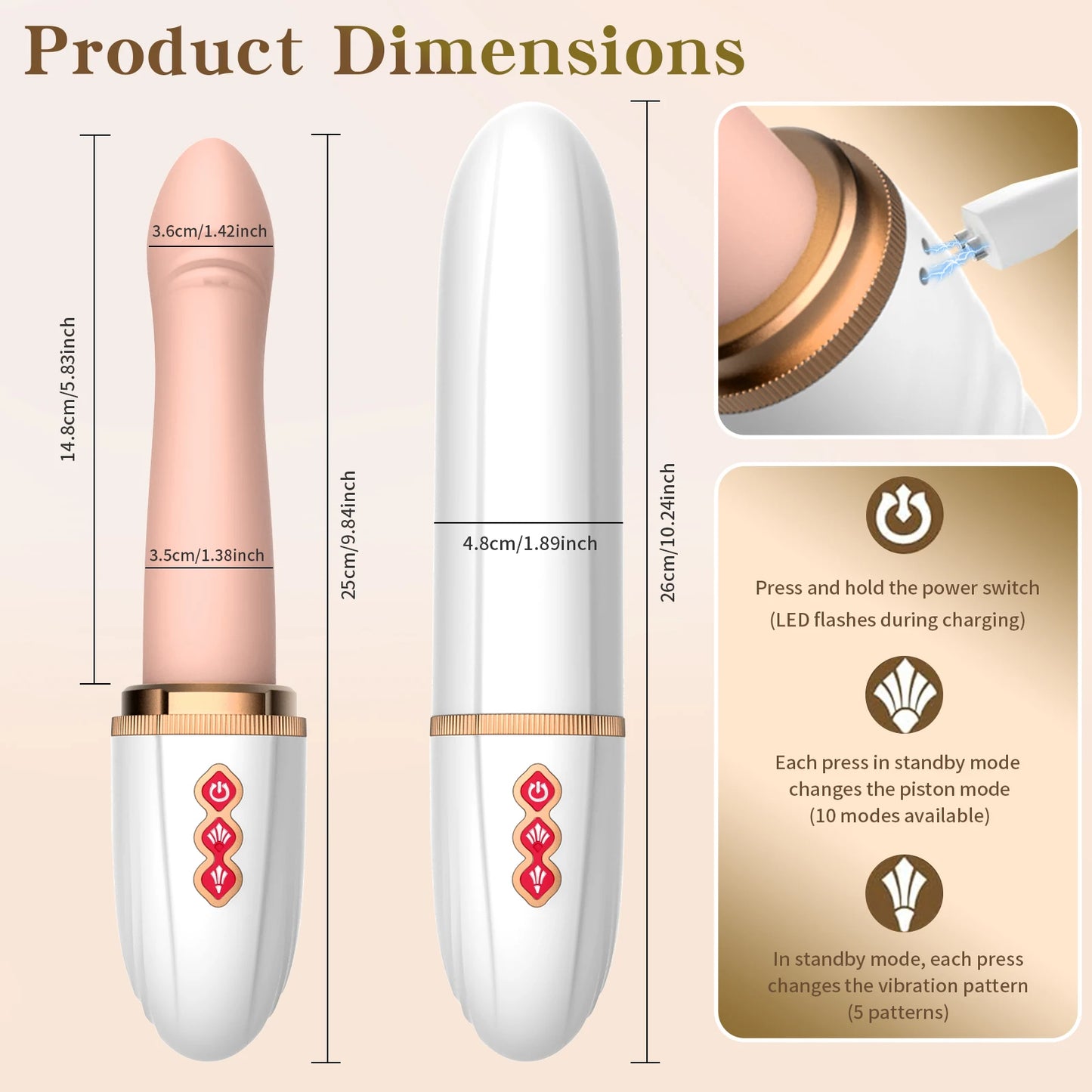 Thrusting Massager, Sex Toy, Vibrator, Adult Toy, Realistic Suction Cup Massager, G-Spot and Anal Adult Toy, Suitable for Couple