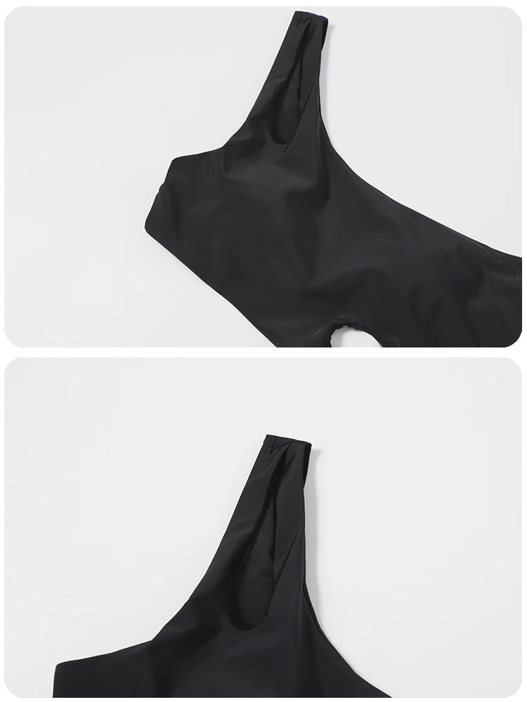 Black Women Swim Suit One-piece Swimsuits Korean Fused Swimwear Ladies Bathing Suits Off Shoulder Bodysuit Monokini Beachwear