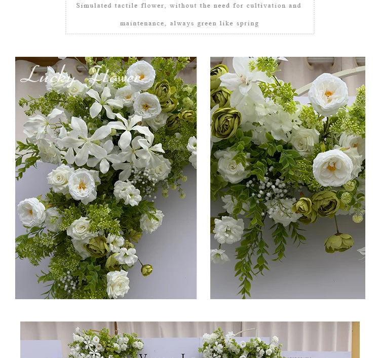 White Green Flowers Wedding Decoration Artificial Flowers Floral Backdrop Arrangement Hang Flower Row Road Lead Flower Ball