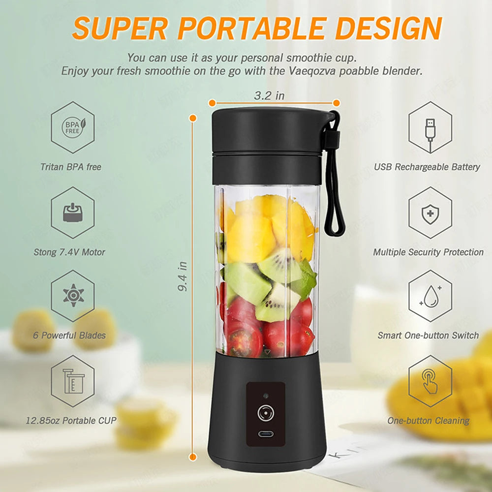 Mini Portable Blender for Smoothies Fresh Juice Fruit Juicer Mixer Cup with Rechargeable 2000mAh USB Blenders for Kitchen