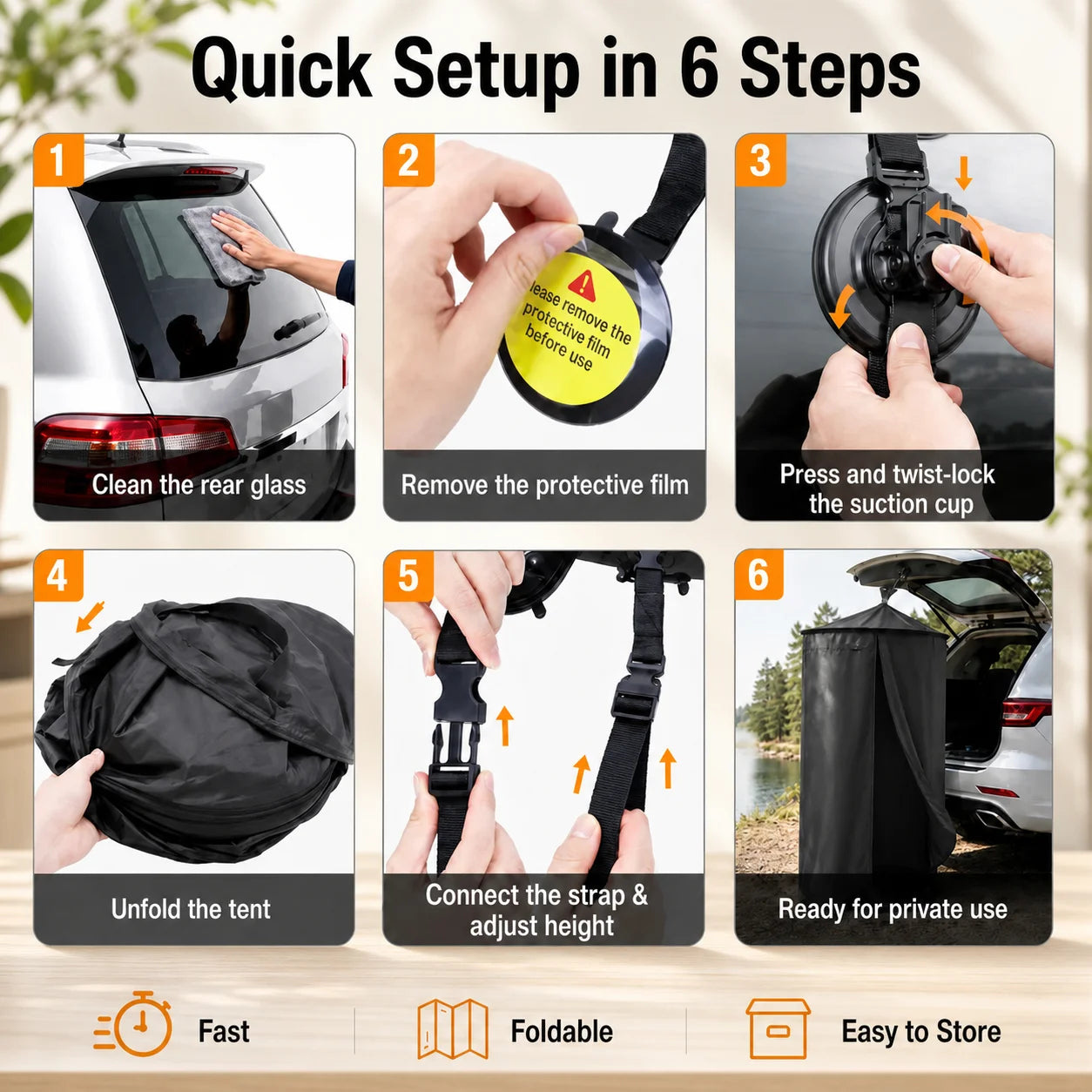 SUV Car Tailgate Privacy Tent Portable Outdoor Shower Tent Foldable Dressing Room Toilet Shelter Camping Travel Accessory