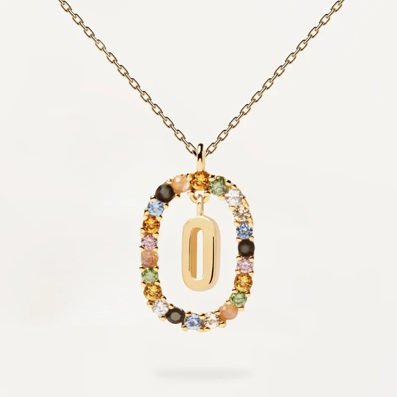 925 Sterling Silver Gold Letters A - Z Initial M S C K Alphabet Pendente Long Chain Necklace Say My Name Fine Jewelry