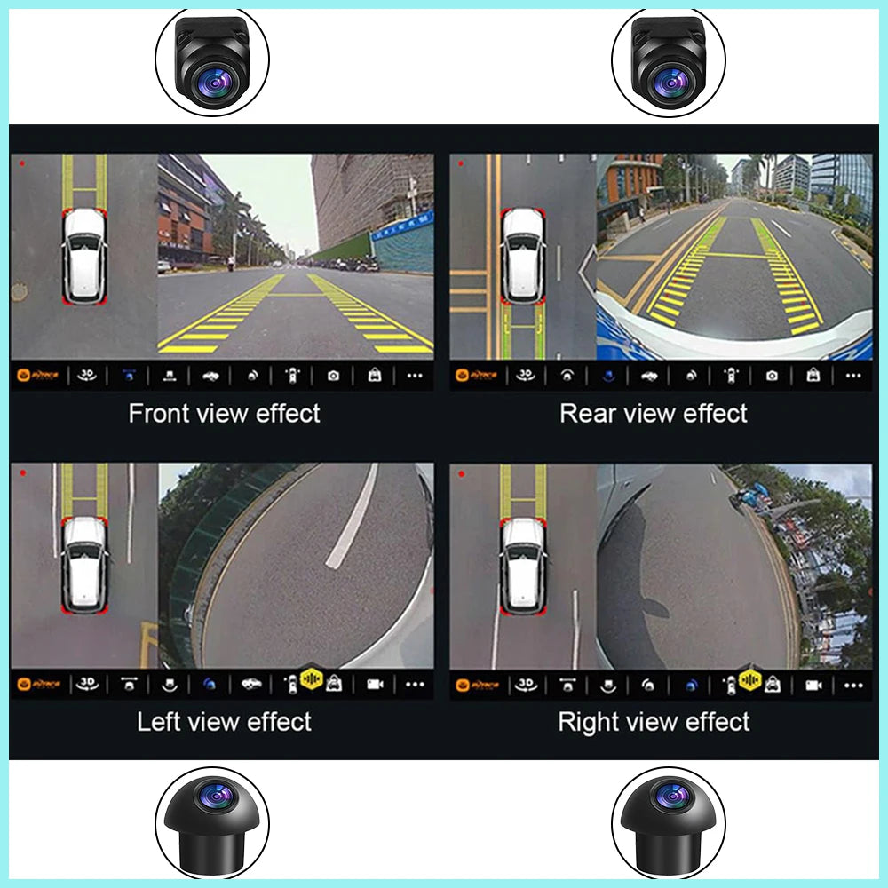 1080P 360° Panoramic Camera  HD Rear / Front / Left / Right 3D 360 Bird View Panoramic Accessories For Car Android Radio