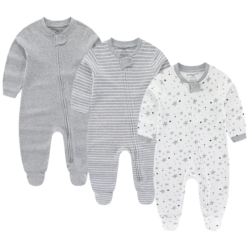 Cotton Baby Girl Clothes 3Pieces Cartoon New Born Baby Boy Clothes Sets Long Sleeve Autumn Footie Jumpsuits Zipper Spring Bebes