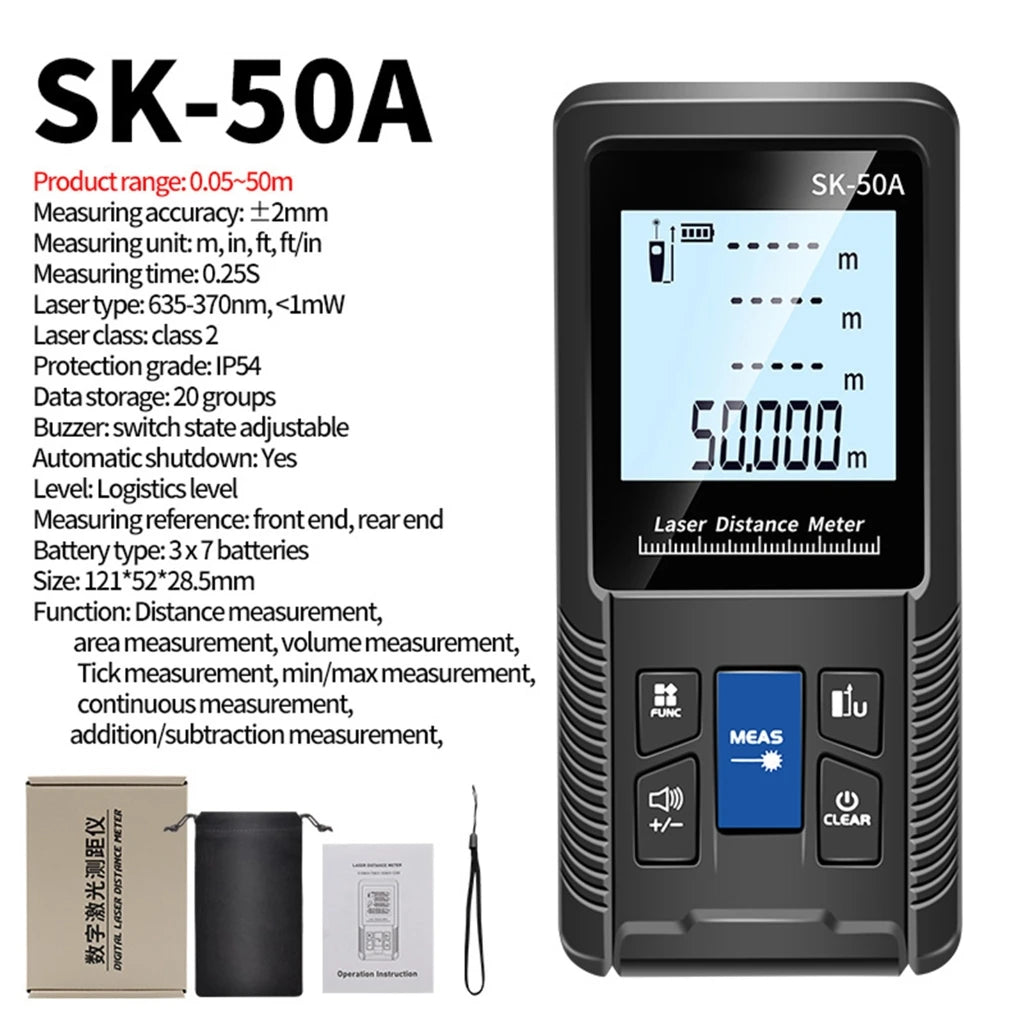 1PC Portable Handheld Lasers Measure Tape Tool Digital Display Distance Meter Intelligent Rangefinder 40m 50m 70m 100m 120m