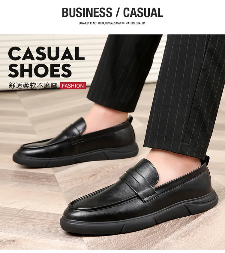 Genuine Leather Men's Business Leather Shoes Soft Soled Comfortable Men's Driving Shoes Loafers