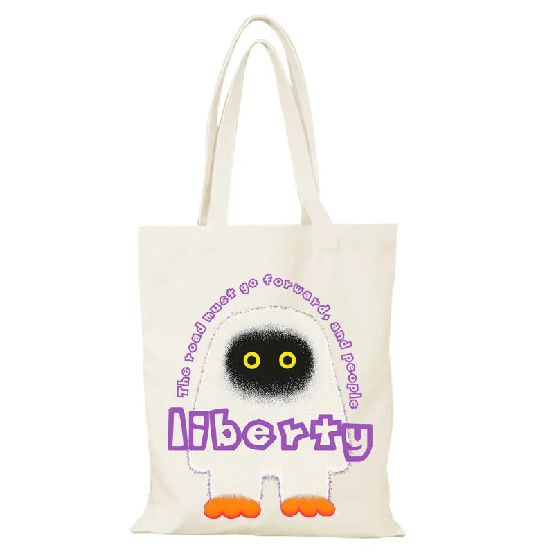 Women's Bag Cartoon Lady Bags New Handbags Man Tote Bag Eco Shopper Shopping Beach Cloth Canvas Handbag Shoulder Foldable the
