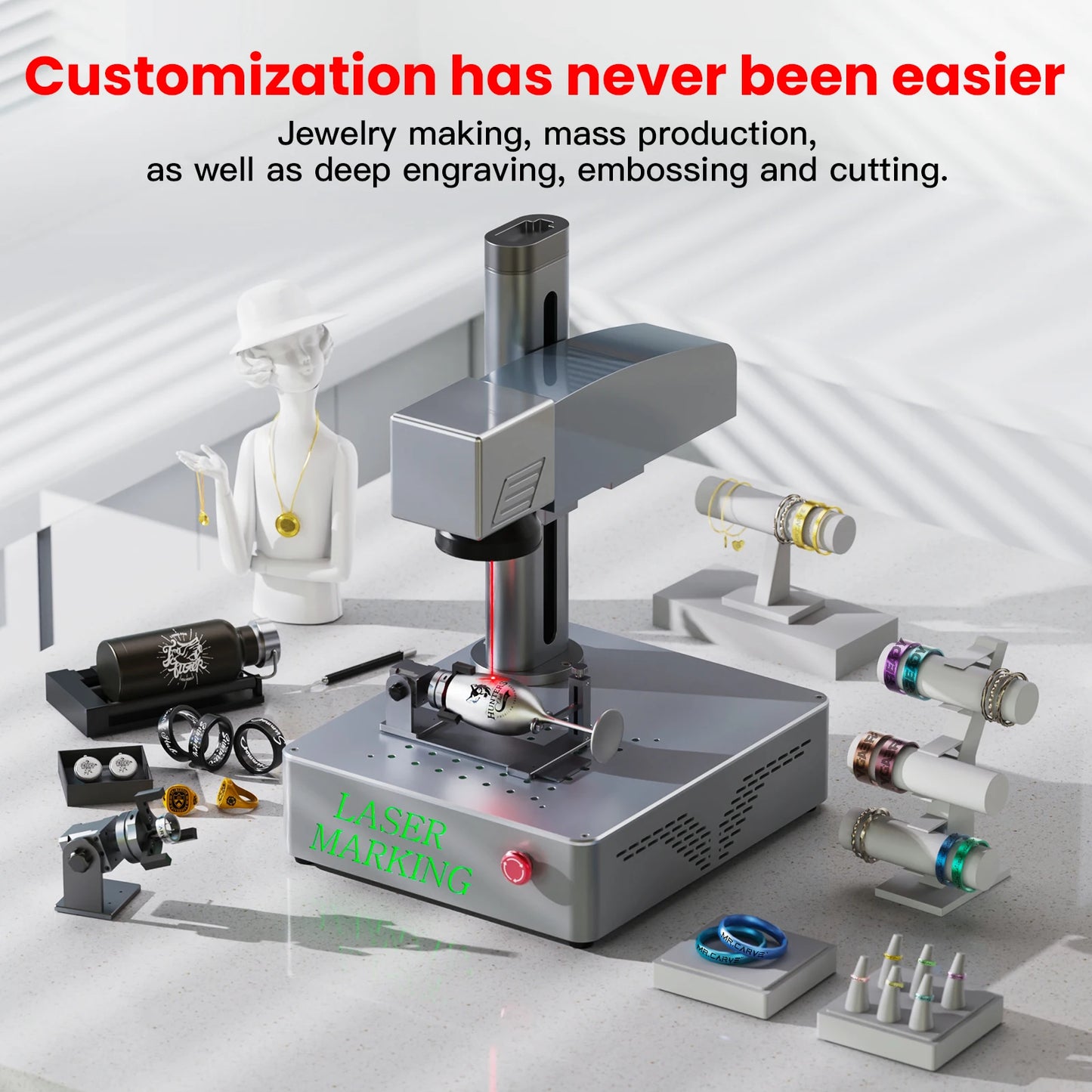 DAJA S4 Fiber Laser Marking Machine High Power Business Industrial Portable Engraver Engrave All Metal Jewelry Plastic Leather