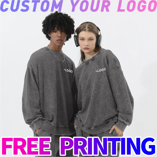 Custom Hoodies free print logo images vintage washed oversize old design clothes Sweater cultural shirts men women work clothes