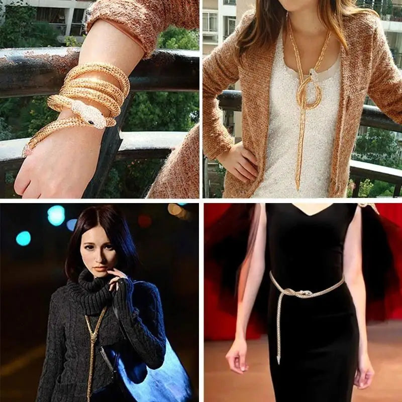 Snake Necklace Flexible Twisty Multi-Purpose Necklace Bracelets Collar Necklace Punk Gothic Jewelry for Women Gift