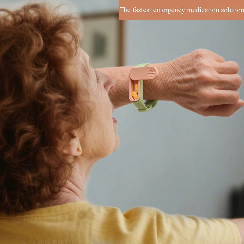 Ultra Portable Medicine Box Wristband with 360° Rotation and Lock a Portable Medicine Storage Box for the Elderly and Children