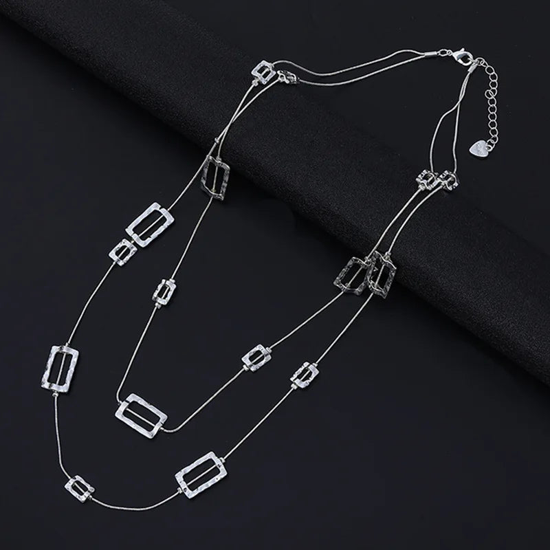 new necklace is popular in Europe and America, versatile peach heart exquisite women's long necklace, double-layer wome