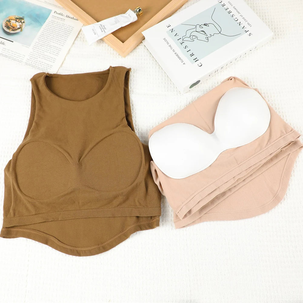 Summer Women Tank Tops Solid Color Camisole with padded Bra sexy Off Shoulder O Neck Elastic Tank Top Casual Sport Vest