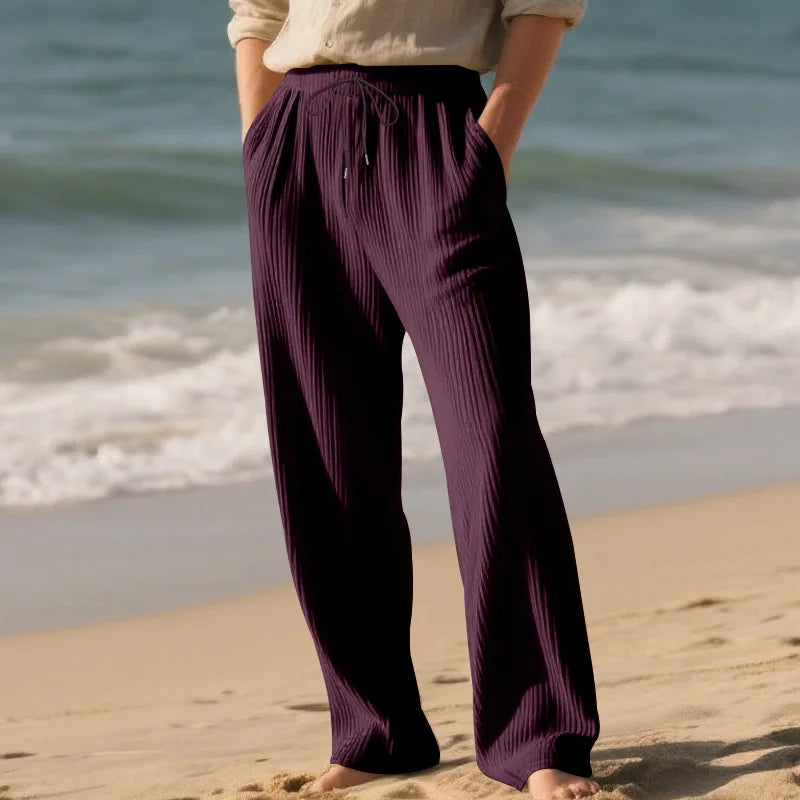 European and American Independent Station Men's Casual Trousers Loose Straight Pants Pit Strips Jacquard Wide Leg Pants