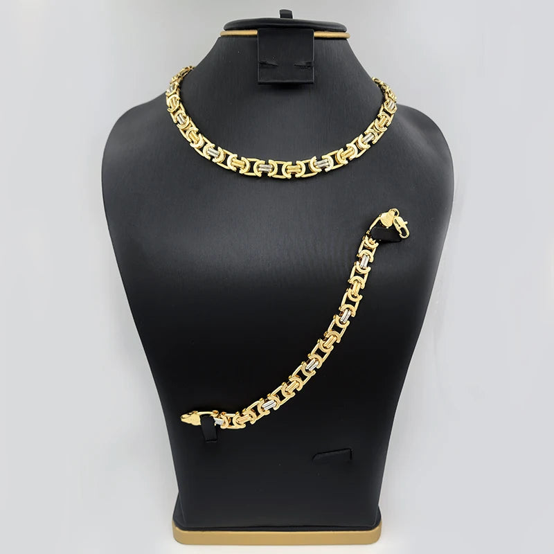 African Jewelry Big Set For Women Men Necklace Dubai Three Color Charm Bracelet Jewellery Xmas Daily Wear Party Gifts