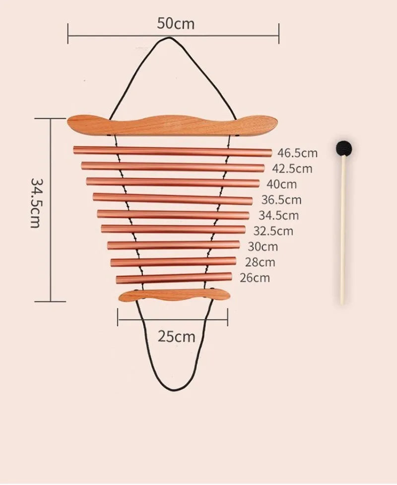 Hand-cranked Metal 9-tone Sound Beam Yoga Meditation Swinging Wind Chime Portable Healing Musical Instruments Percussion