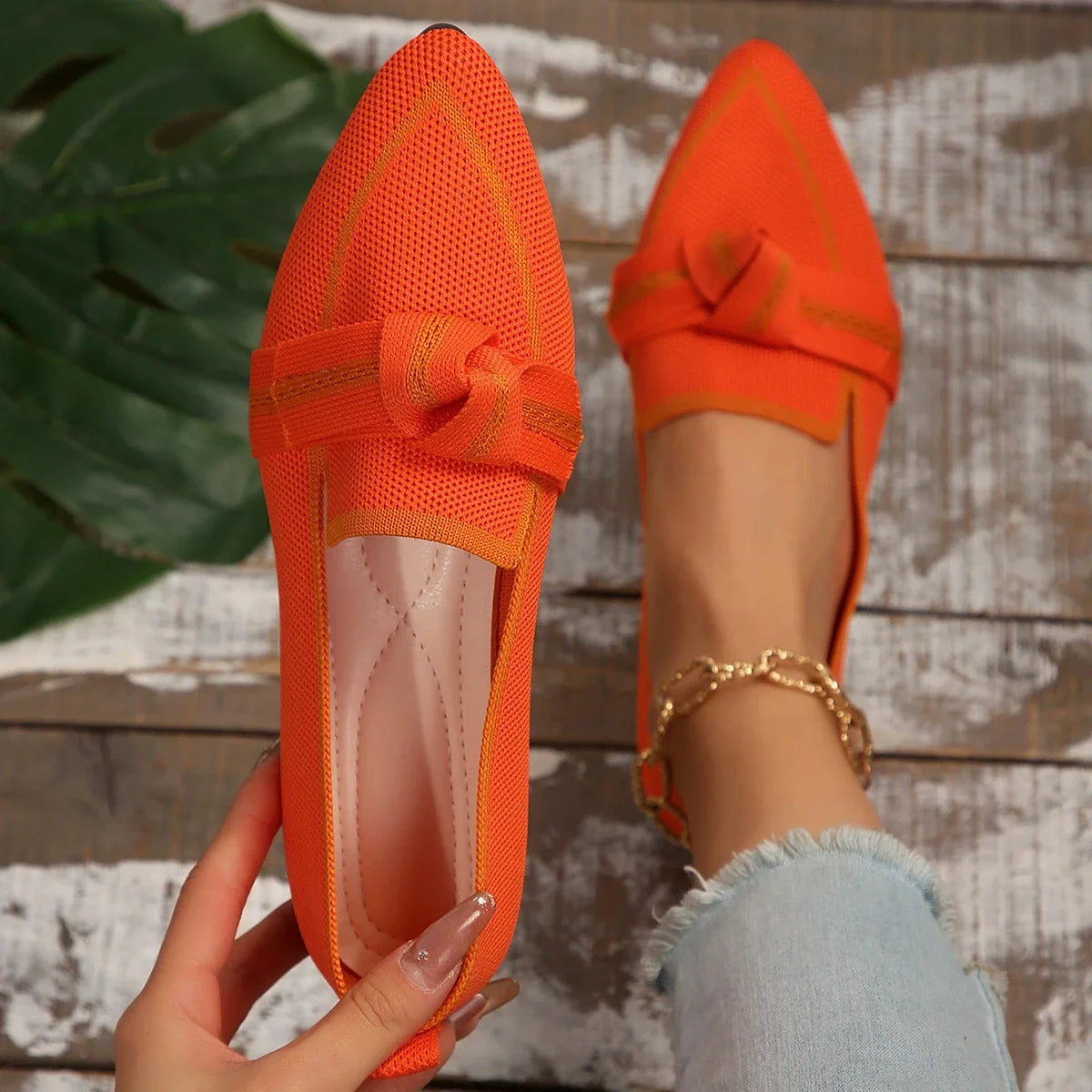 2024 Women Flats Walking Shoes Pointed Top Solid Color Loafers Mesh Breathable Shoes Comfortable Women Sneakers Zapatos De Mujer