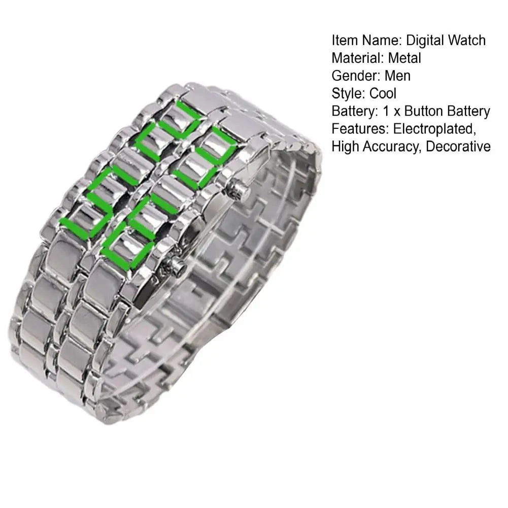 Men Digital Watch Large Screen Electroplated Men Watch Male Binary Steel Band Electronic Sport Watch Relogios Masculino